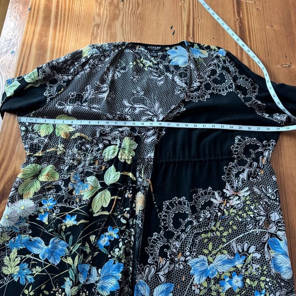 Citron Silk Tie Waist Floral Duster Kimono Cardigan - Picture 8 of 10